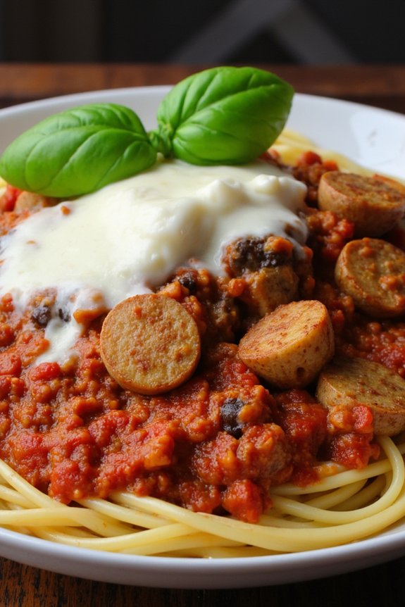 hearty mushroom sausage rag