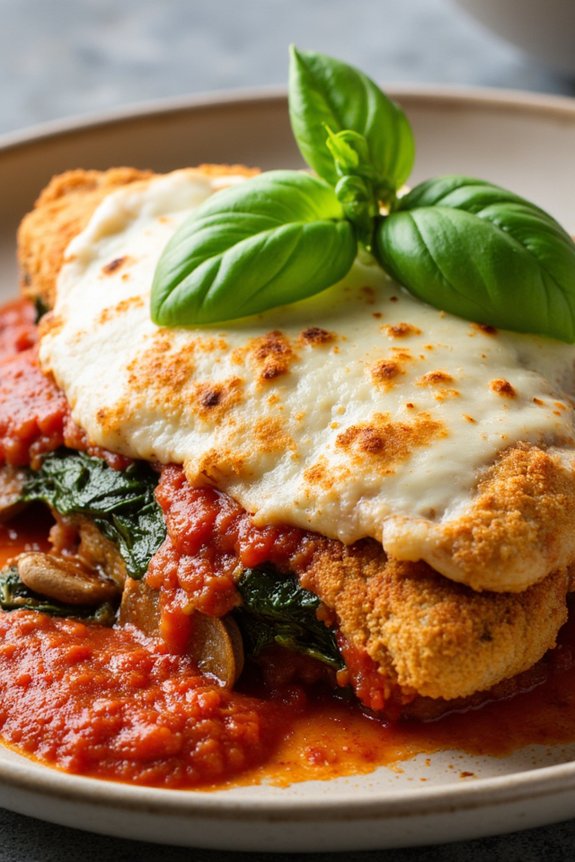 hearty mushroom spinach chicken parmesan