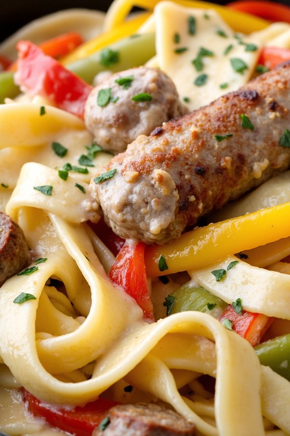 hearty sausage alfredo dish