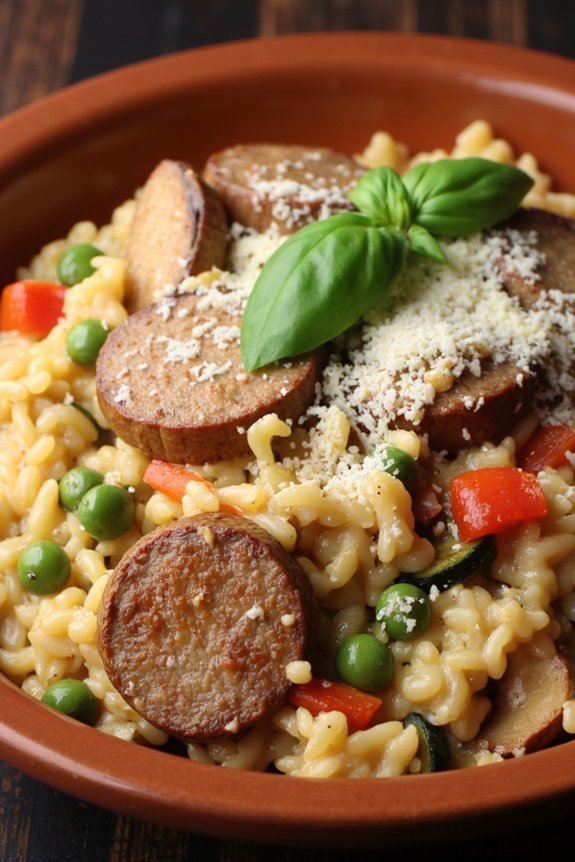 hearty sausage vegetable risotto