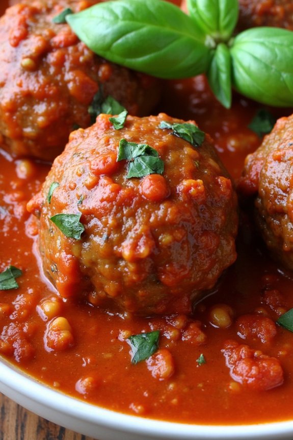 hearty tuscan meatballs simmered