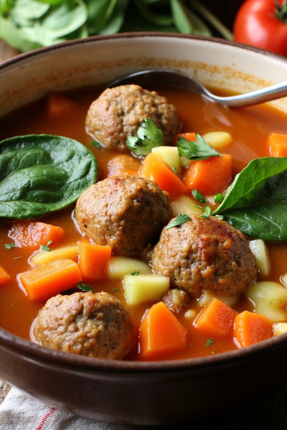 hearty vegetable meatball soup