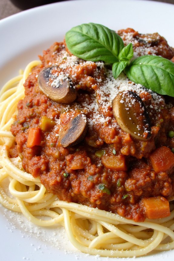 hearty vegetarian mushroom bolognese