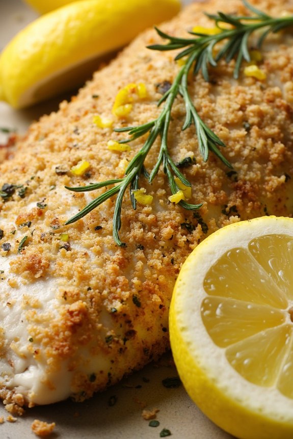 herb crusted lemon fish dish
