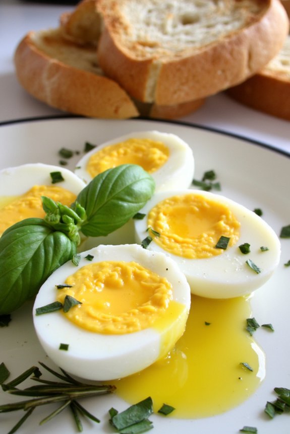 herb infused soft boiled eggs