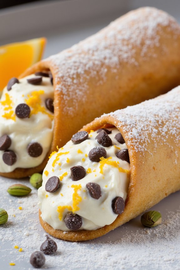 homemade cannoli with ricotta