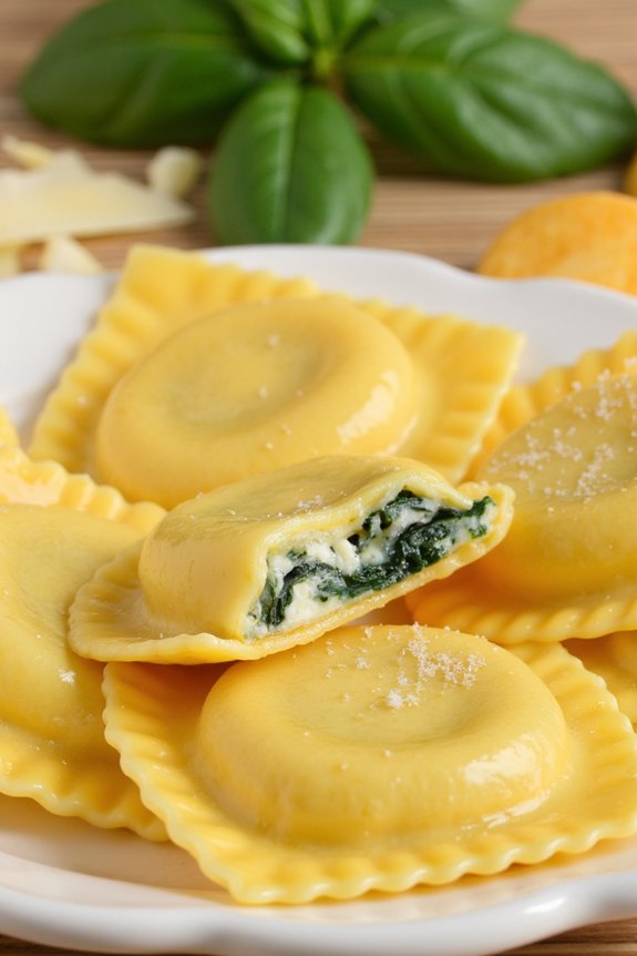 homemade spinach ricotta ravioli