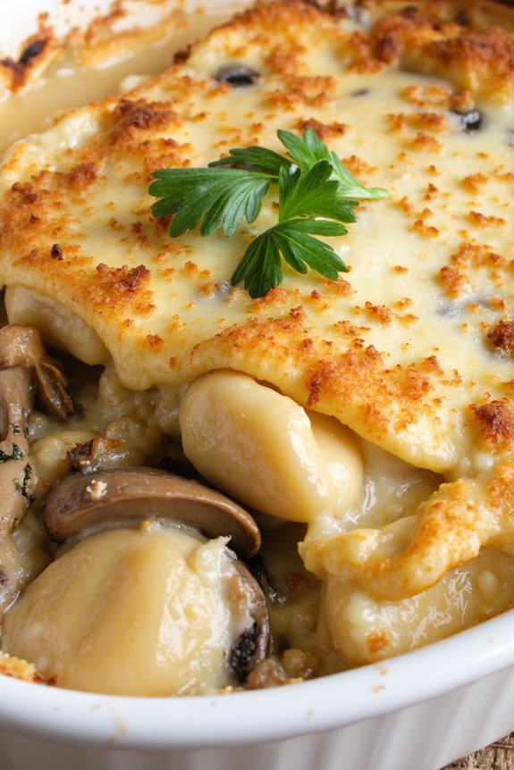 indulgent mushroom gnocchi gratin