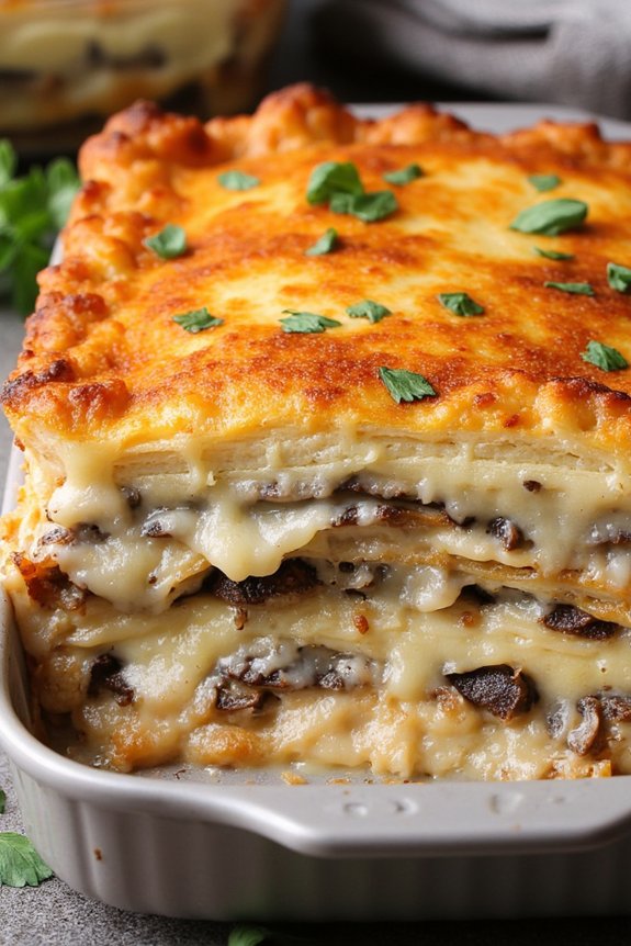 indulgent truffle mushroom lasagna