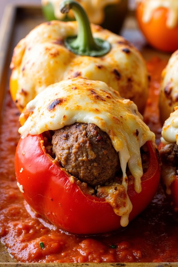 italian meatball stuffed peppers