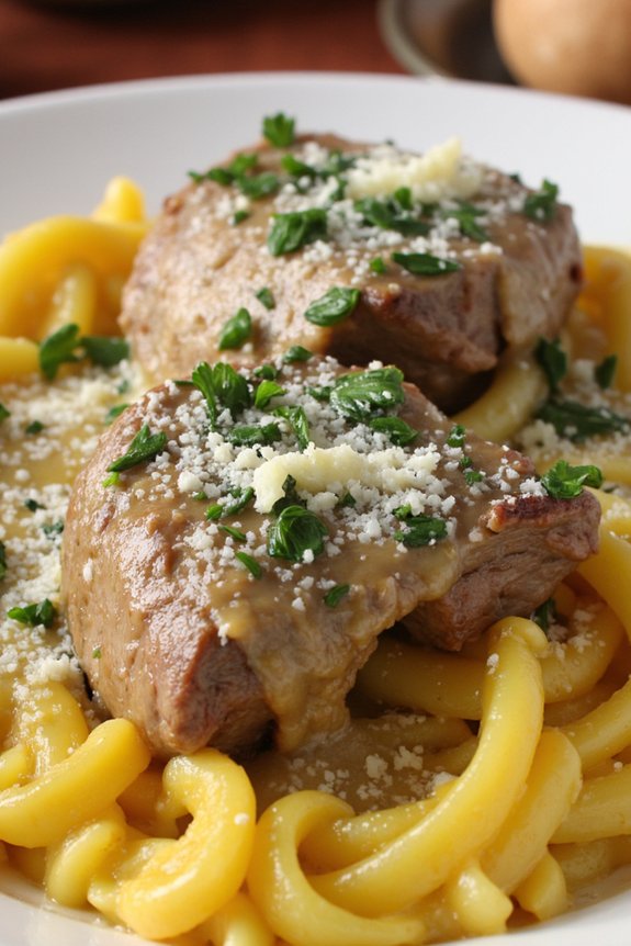 lamb with creamy cheese sauce