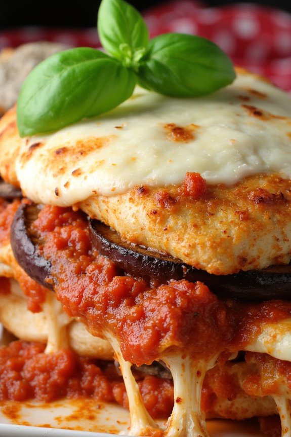 layered eggplant chicken bake