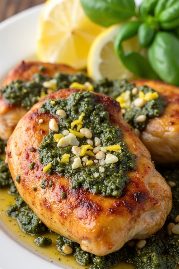 lemon basil pesto chicken thighs