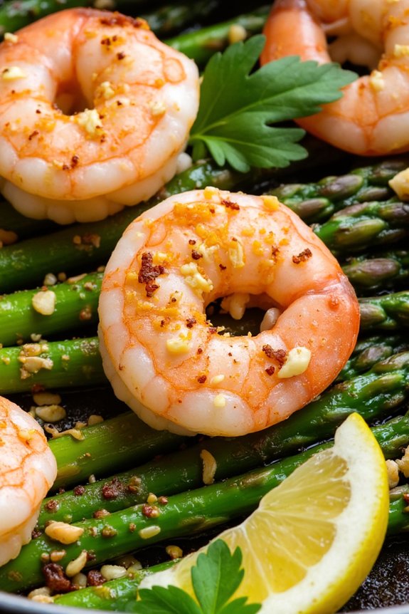 lemon garlic shrimp asparagus dish