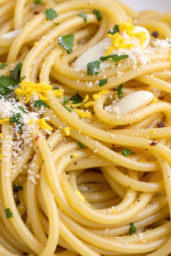 lemon infused garlic spaghetti dish