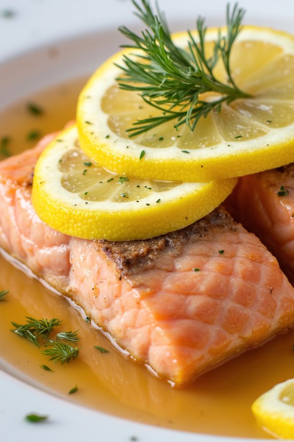 lemon wine poached salmon
