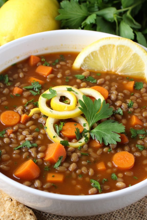lentil soup with lemon herbs