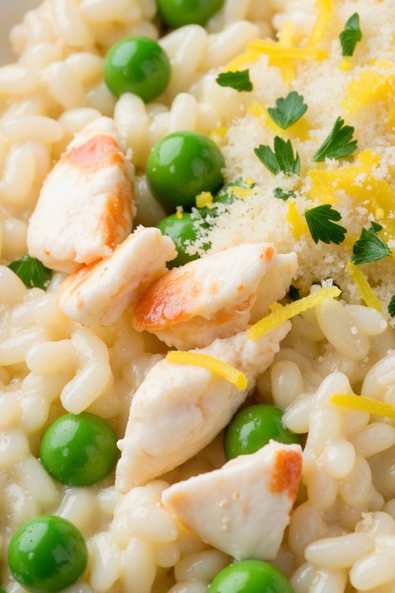 luxurious crab and pea risotto