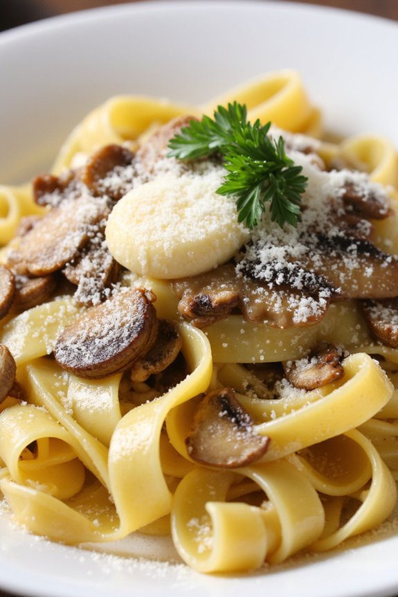 luxurious mushroom pasta dish