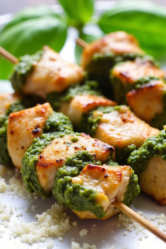 macadamia nut pesto skewers