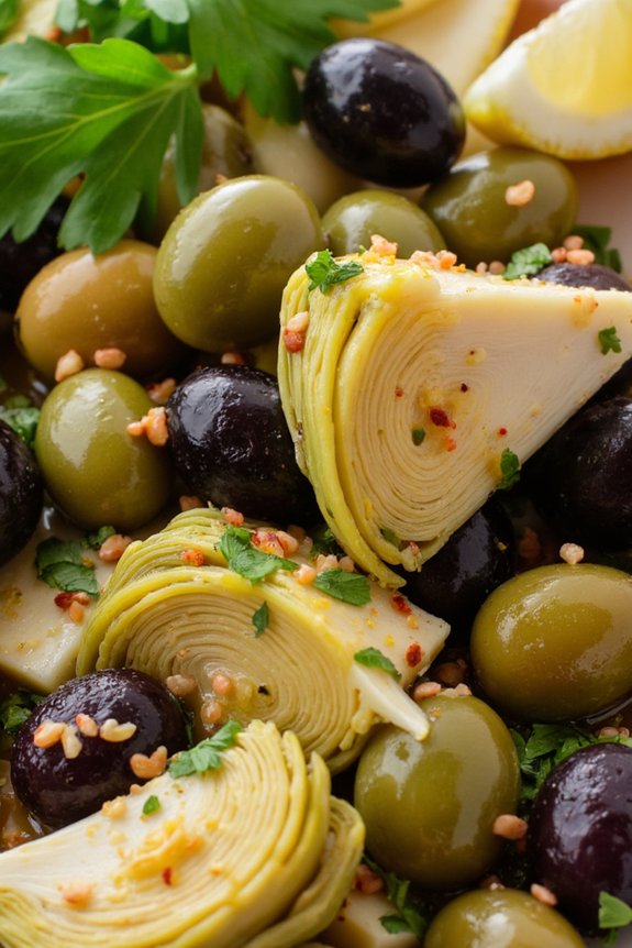 marinated olives and artichokes