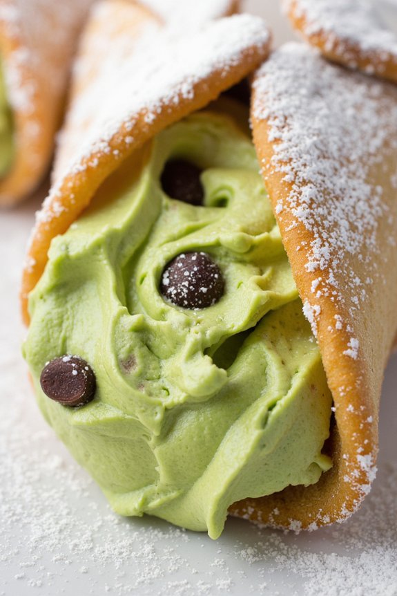 matcha infused italian cannoli dessert