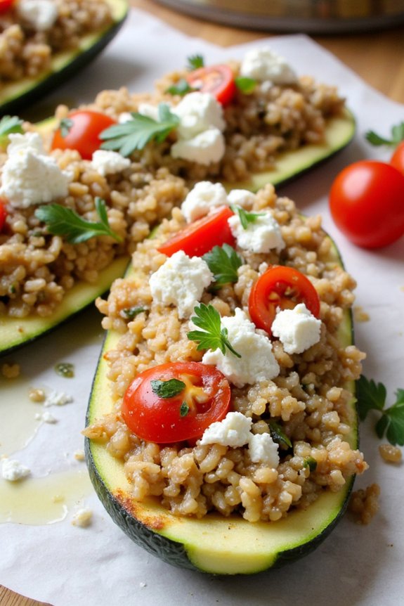 mediterranean quinoa stuffed zucchini