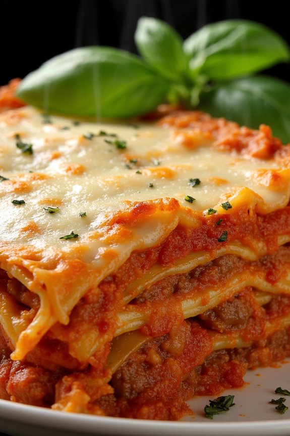mozzarella layered meat lasagna