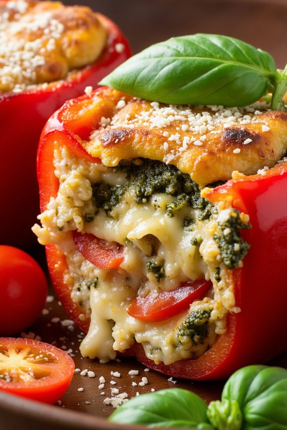 mozzarella pesto stuffed peppers