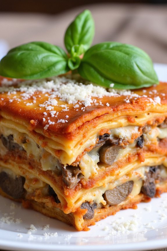 mushroom and sausage lasagna