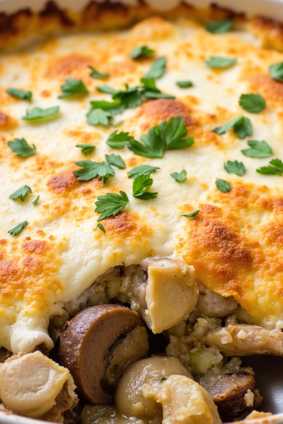 mushroom artichoke cheesy casserole