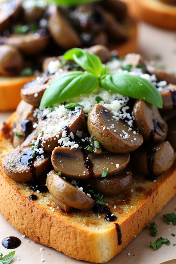 mushroom bruschetta with balsamic glaze
