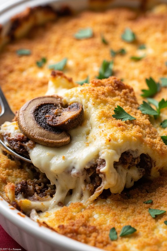 mushroom mozzarella casserole delight