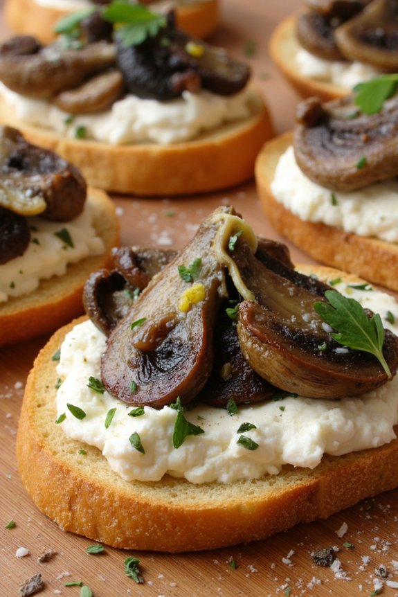 mushroom ricotta crostini delight