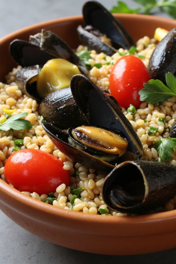 mussels and farro salad