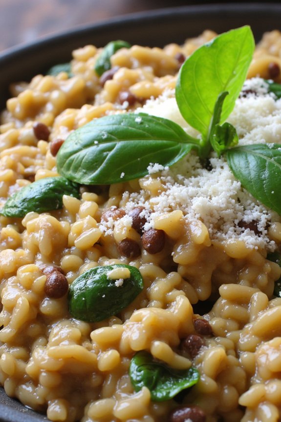 nutritious lentil spinach risotto