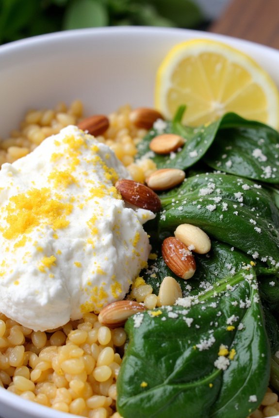 nutritious spinach ricotta millet bowl