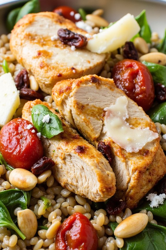 nutty chicken farro salad