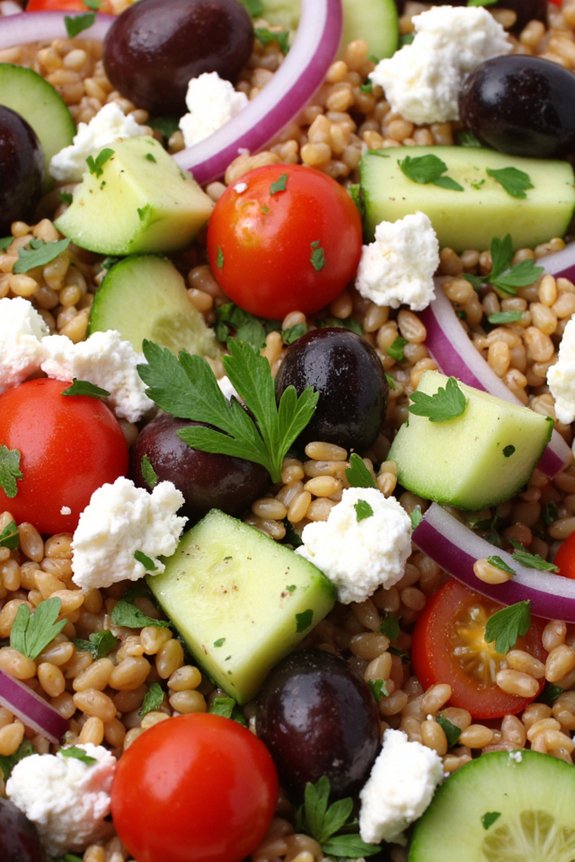 nutty farro mediterranean salad