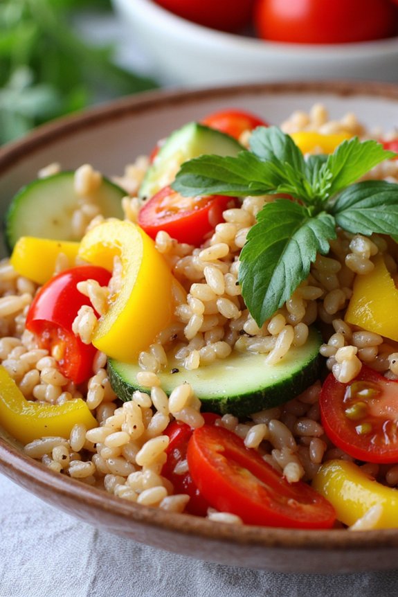 nutty farro with vegetables
