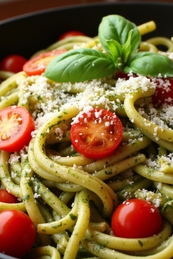 one skillet pesto pasta delight