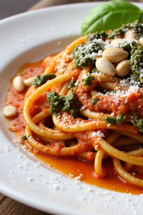 pasta with basil marinara sauce