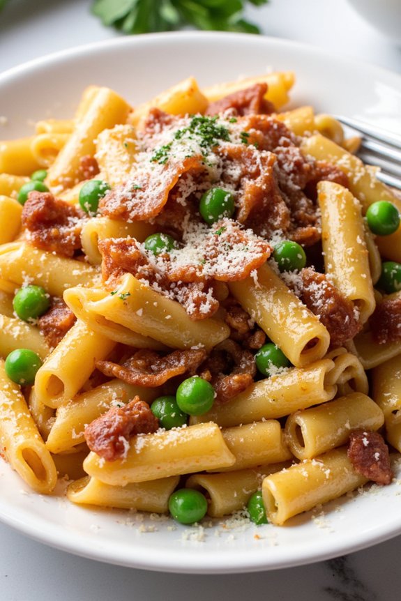 pasta with pancetta and peas