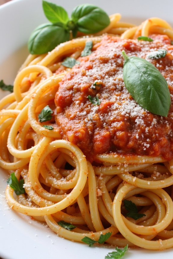 pasta with pesto marinara sauce