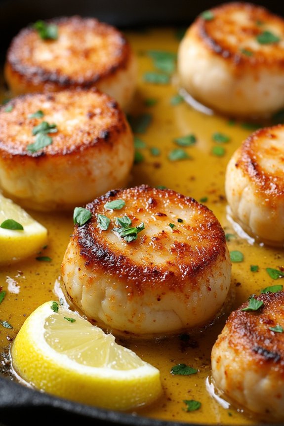 perfectly seared garlic scallops