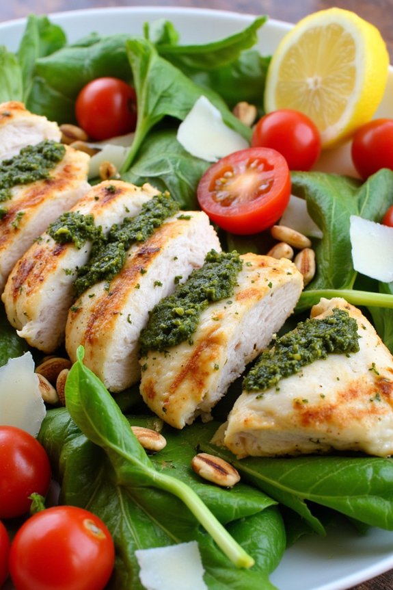pesto chicken arugula salad delight
