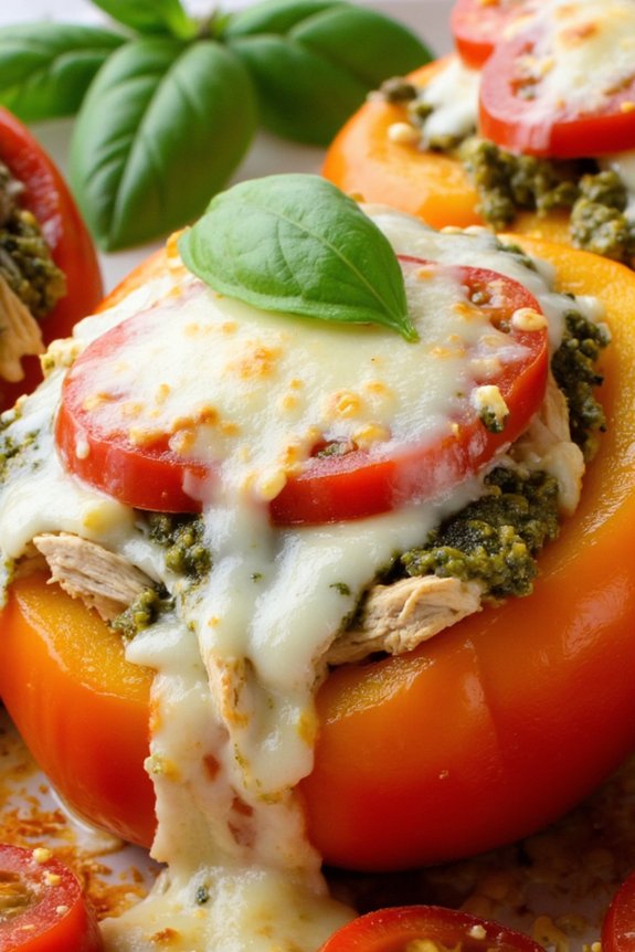 pesto chicken stuffed peppers
