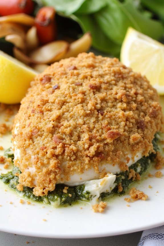 pesto chicken with pine crust