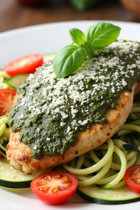 pesto chicken with zoodles