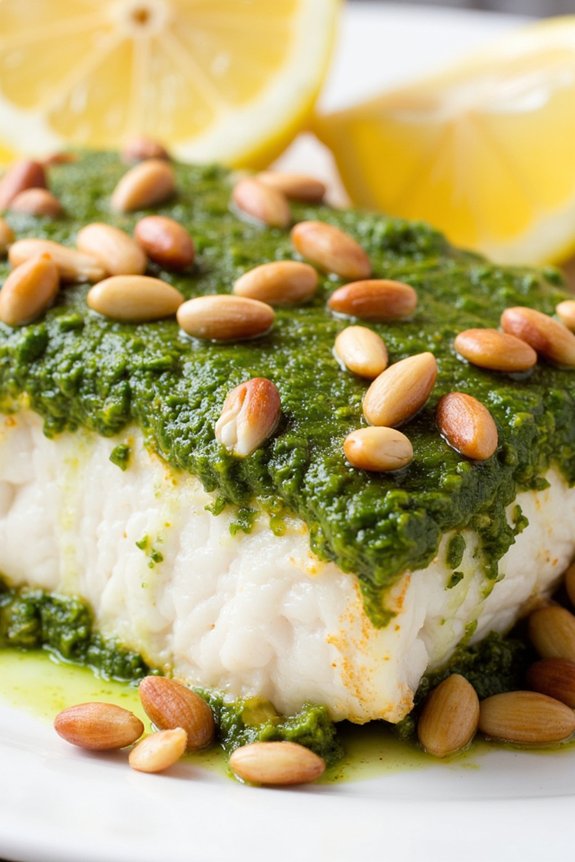 pesto crusted halibut delight